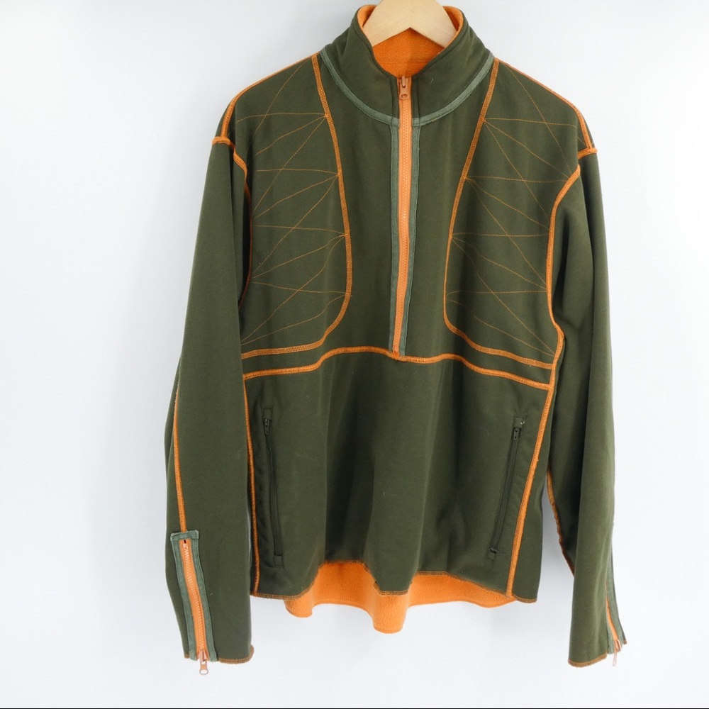 Beretta | Men’s Reversible Fleece Performance Pullover, Olive Green, Orange, XL